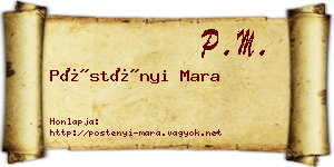 Pöstényi Mara névjegykártya